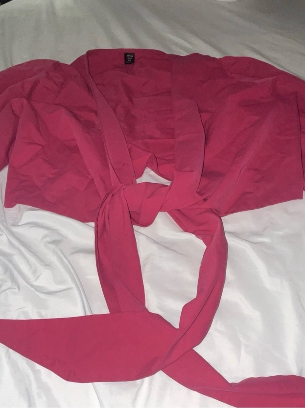 SHEIN Hot Pink Tie-Front Cropped  Top